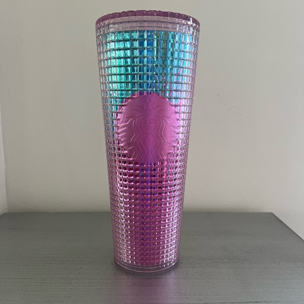STARBUCKS 24 Oz. Acrylic Cold Cup Tumbler IRIDESCENT PINK BLUE DIAMOND 2021